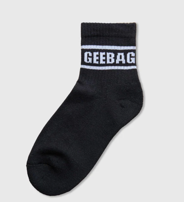 GEEBAG - Quarter Length Crew Socks - (IN BLACK) Size S/M