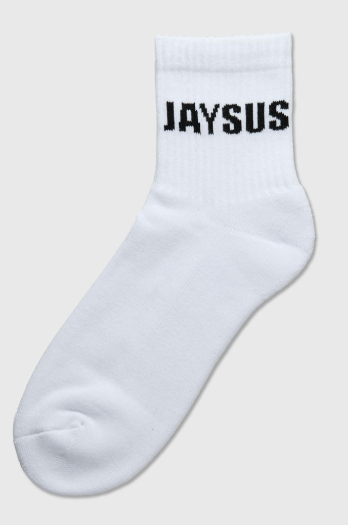 JAYSUS - Quarter Length Crew Socks - (IN WHITE) Size S/M