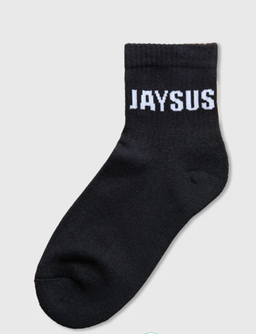 JAYSUS - Quarter Length Crew Socks - (IN BLACK) Size S/M